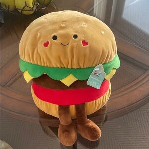 Hug Fun Burger Plush Stuffed Toy - Brown, Green, Red